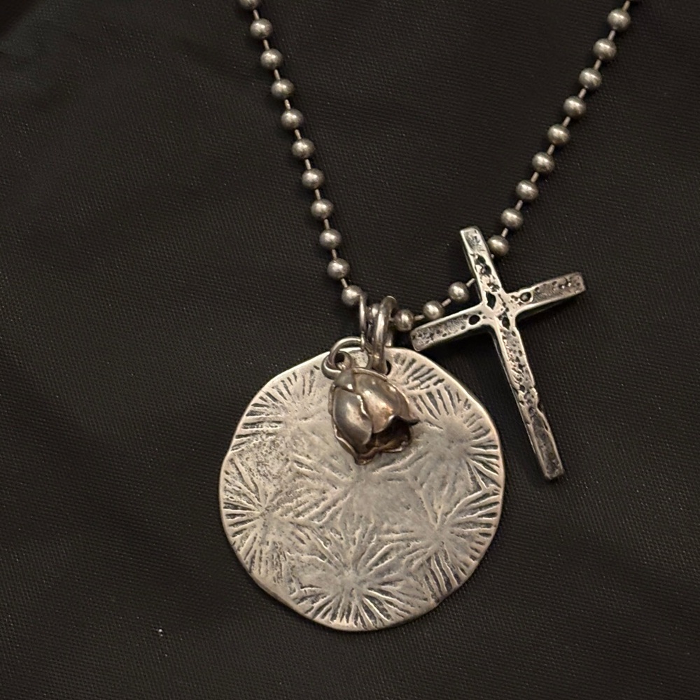 Chan Luu Silver Textured Pendant Necklace